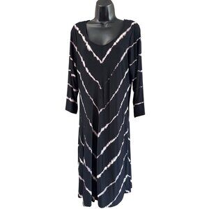 Dress by Sunday L Black Tie-Dye Patterned Jersey Knit 3/4 Sleeve